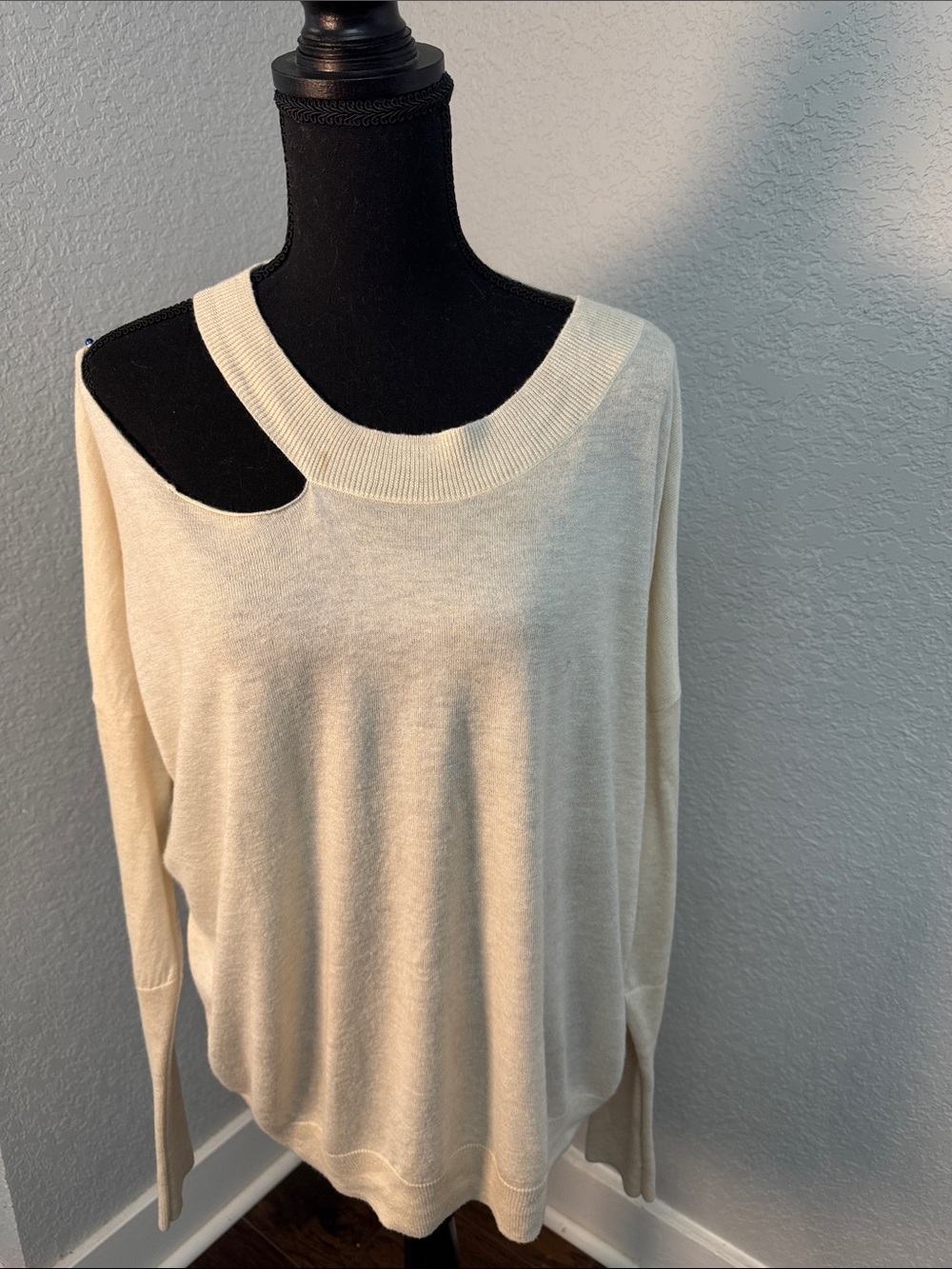 Melrose and Market Cream Asymmetric Cutout Sweater Buttery Soft